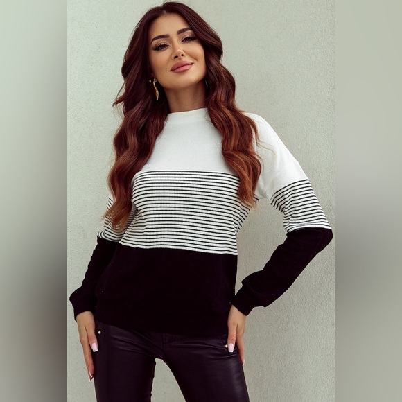 Striped Dropped Shoulder Long Sleeve T-Shirt - Picture 1 of 4